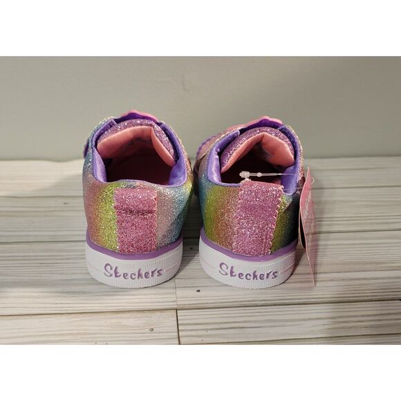 Skechers NWT Girls Rainbow Unicorn Twinkle Toes Light-up Sneakers Size 7 - Picture 4 of 6